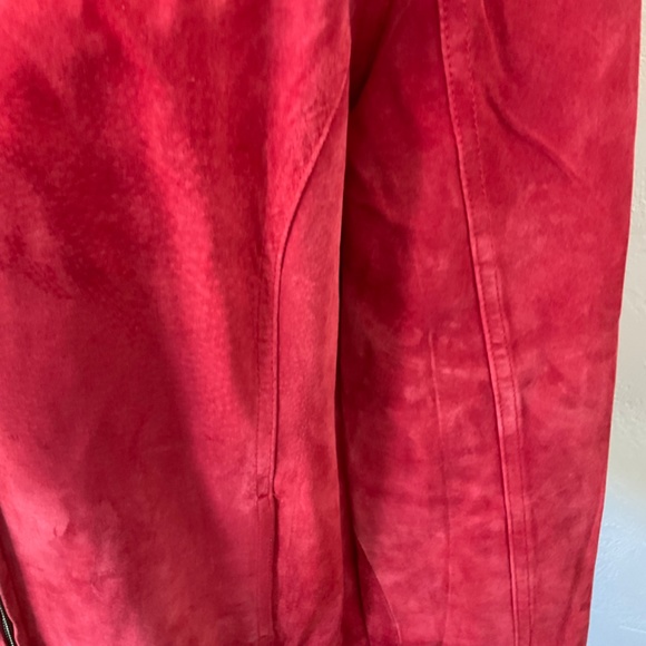 Chico's Red Suede Jacket coat zip bomber jacket plus size  XL/16 zip leather - Picture 5 of 15